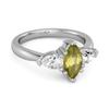 Peridot Trio Stone Tapered Ring - 925 Sterling Silver