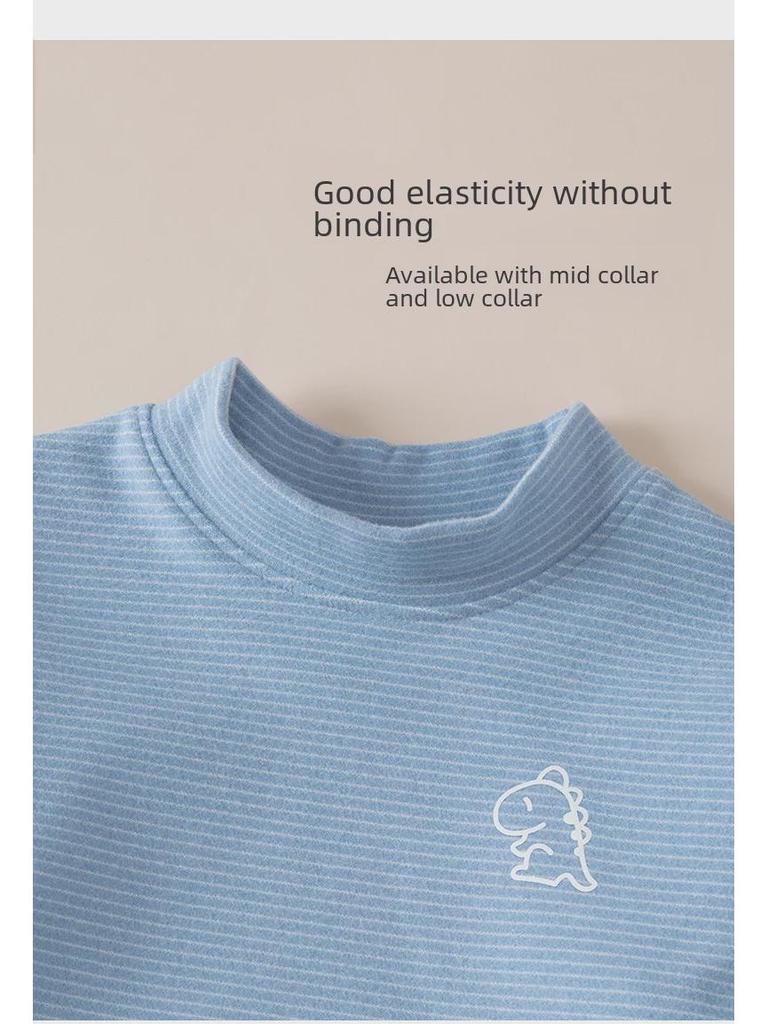 Barns Dubbelsidigt Plysch Termiskt Pyjamas Set - Höst Randig Överdel & Underdel för Pojkar och Flickor