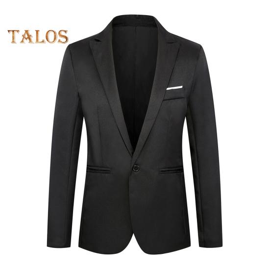 Giacca da uomo slim fit tinta unita business blazer con bottone singolo e tasche per matrimonio ufficio sera festa