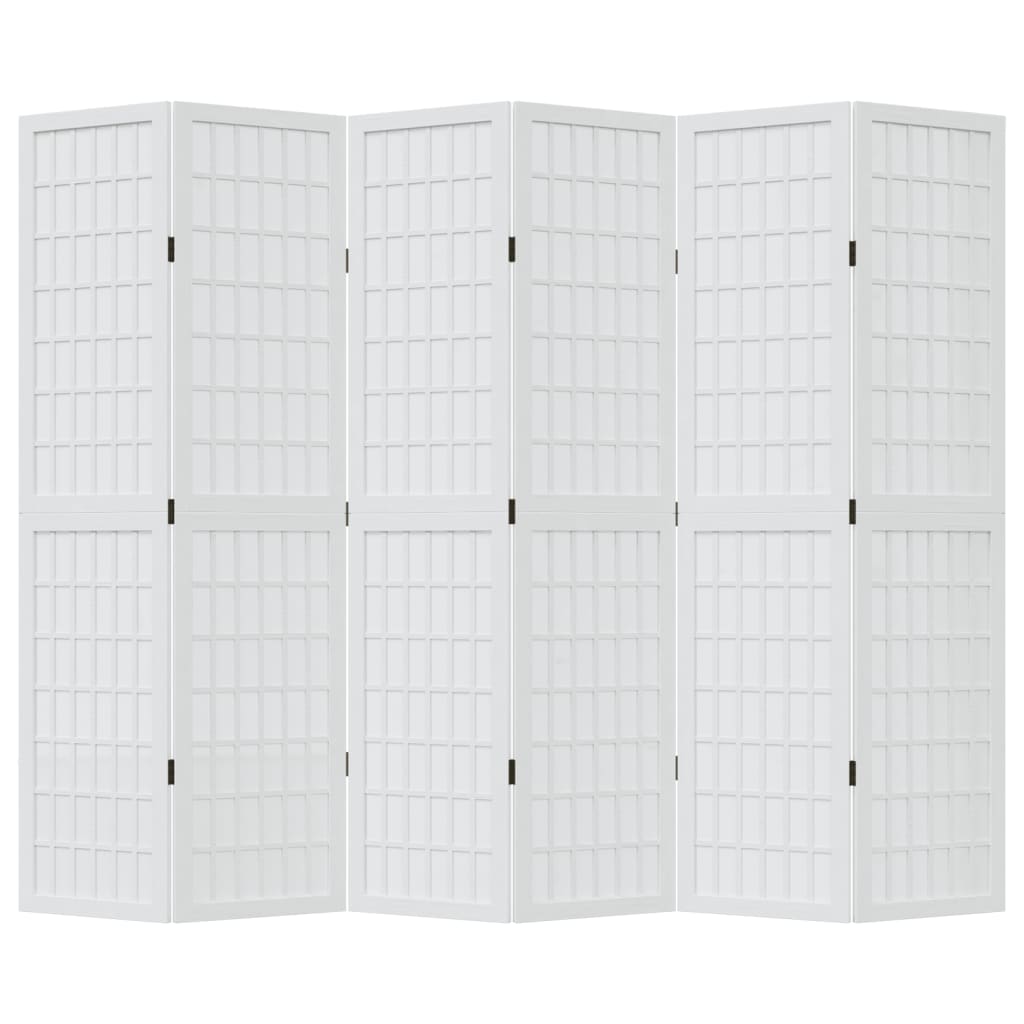 Vidaxl Room Divider, 6-Panel, White, Solid Paulownia Wood