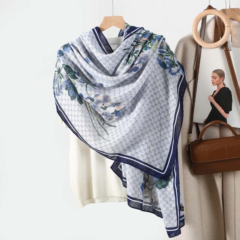 New high-end retro fashion women's thin scarf autumn and winter new fashion cotton and linen scarf versatile temperament yarn