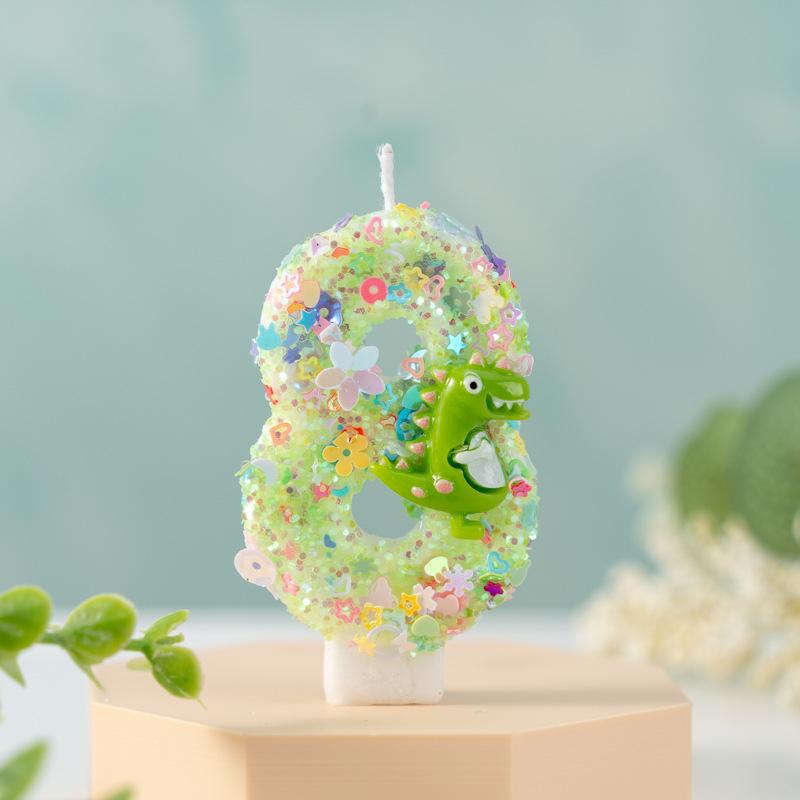 Digital Birthday Candle Cake Party Decoration First Birthday Creative Dinosaur Decoration