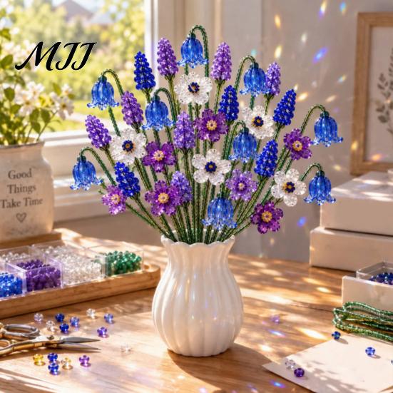 Set Tutorial Fiore con Perline Kit Bouquet di Fiori Selvatici, Artigianato Fai da Te Floreale Decorazione per la Casa Realizza Fiori, Progetto Artistico con Perline per Adulti Adolescenti Kit