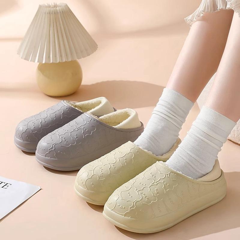 Winter cotton slippers female couple home indoor and outdoor waterproof bag head velvet non-slip thick-bottomed wool slippers