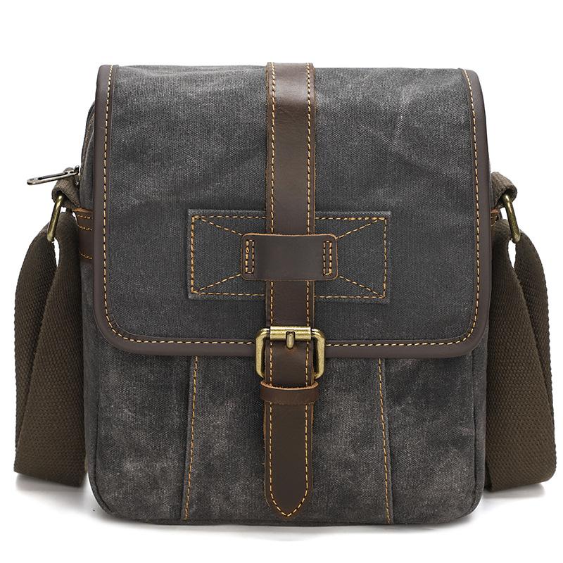 Men`s Casual Use Waxed Canvas Crossbody