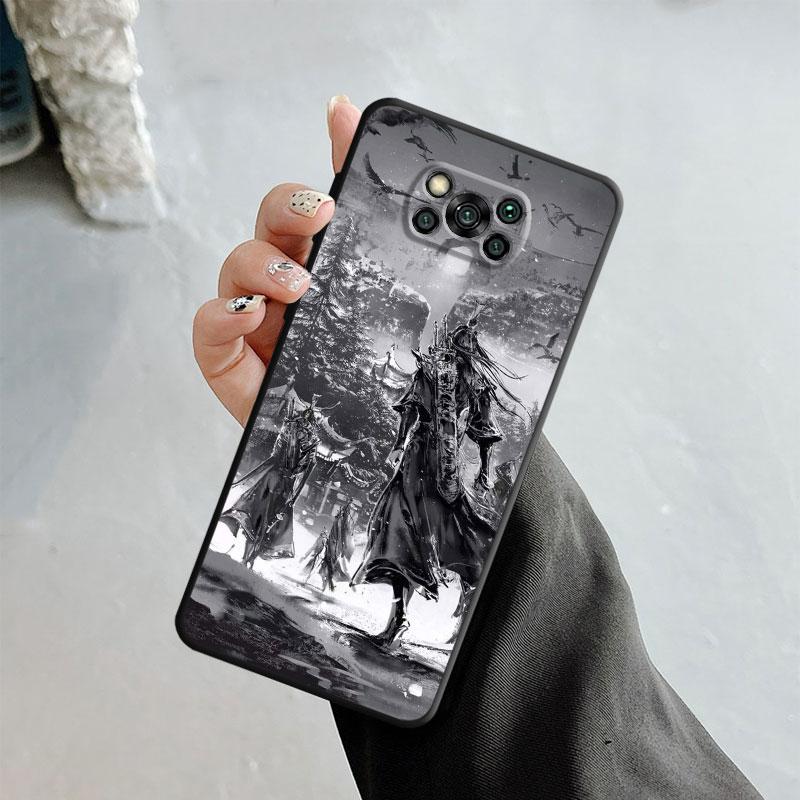 Japonya Samurai Manzara Mürekkep Boyama Xiaomi Poco X3 Nfc X4pro X5 M3 Mi 12 13 11 10 10t 8 Note10 Lite 11ultra 11t Kapak