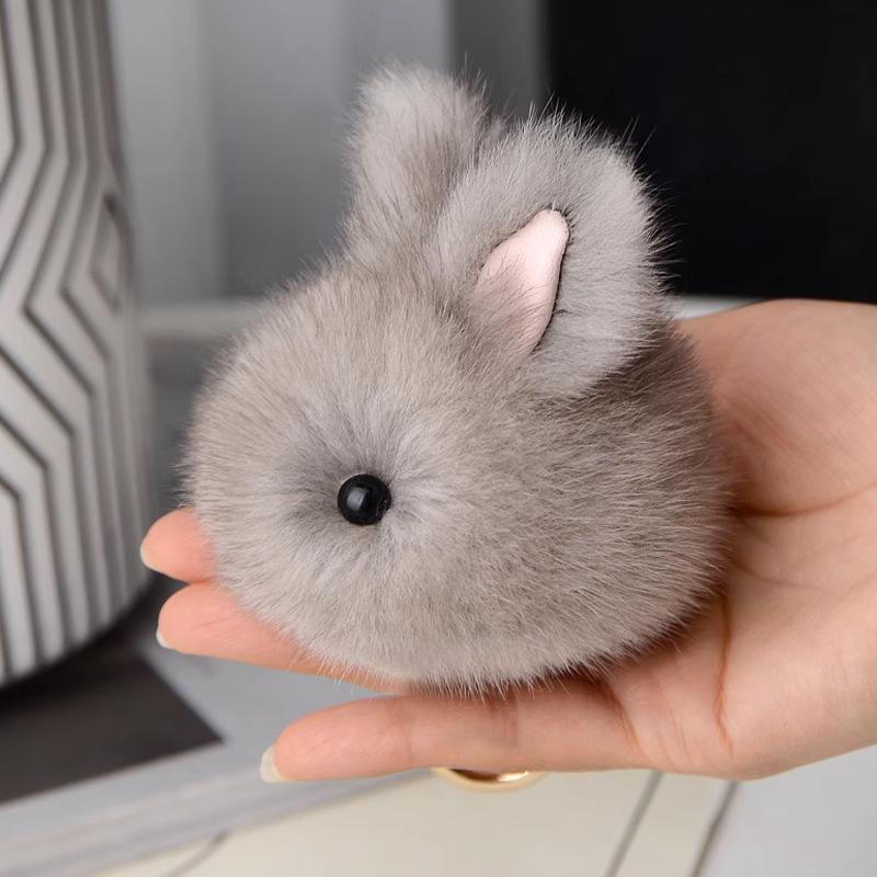 Mini Jade Rabbit Plush Keychain - Cute Cartoon Doll with Mink Fur