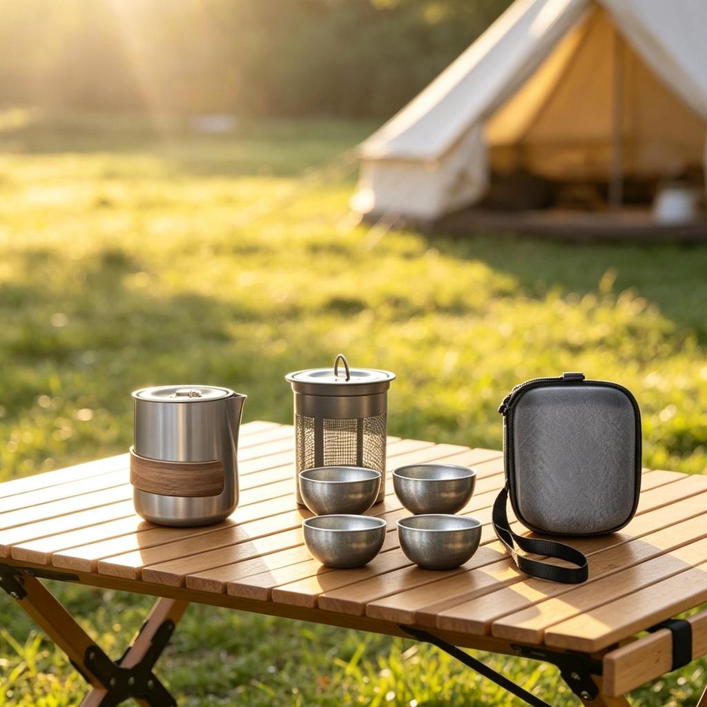 Travel Tea Set with Case Compact for Camping