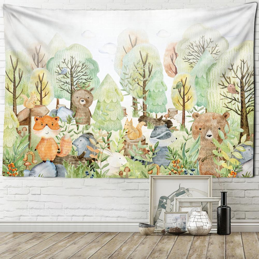 Arazzo da Parete con Sistema di Sospensione Illustrazione Mondo Animale Stile Bohemien Stregoneria Psichedelico Mandala Tapestry Decorazione per la Casa