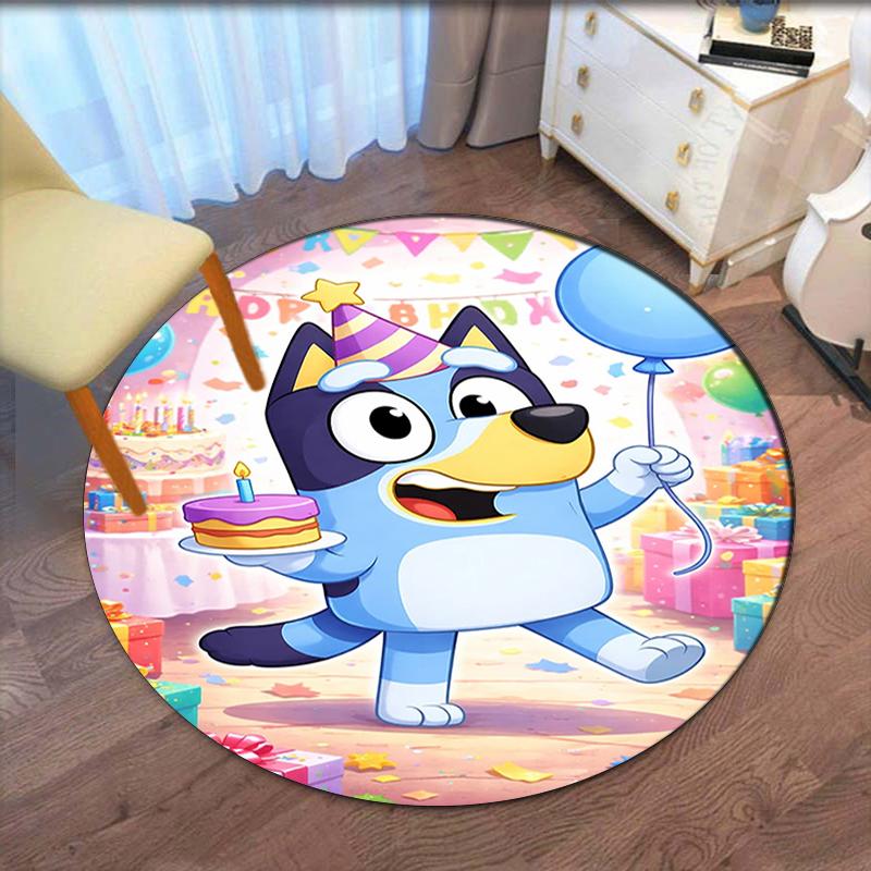 Bluey Printed Round Rug Carpet Chair Rug Area Rug Entryway Doormats,for Office Chair Living Room Bedroom Kitchen Room.