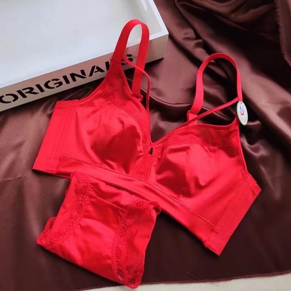 Sexy Rimless Rabbit Ear Cup Bra Comfortable Large Chest Small Push Up Underwear Set