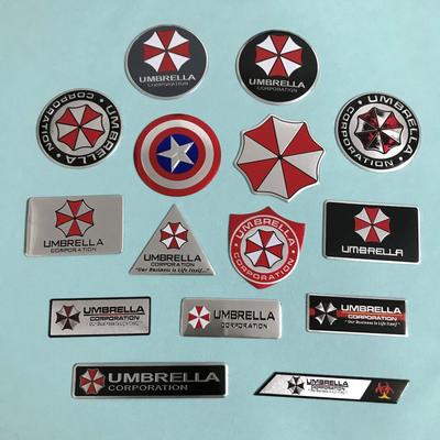 Captain America Biohazard Metal Label for Motorcycle and Car Fuel Tank Cap, Body Scratch Aluminum Label
