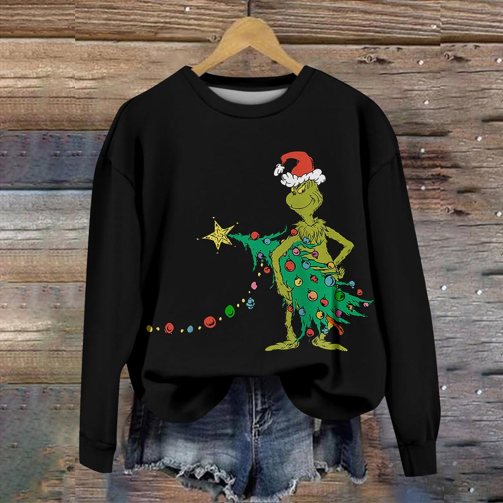 Women's Casual Round Neck Long Sleeve Valentine's Day Printed Pullover Top