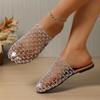 Women Sandals Round Headed Fish Mesh Hollow Ballet Shoes for Summer New Fashionable Flat Bottomed Slides Women Slippers
