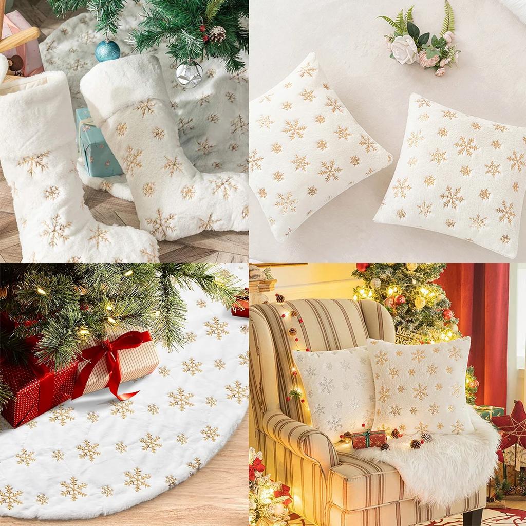 150x200cm/50x50cm PV Velvet Gilded Snowflake Velvet Fabric For Christmas Decoration Pillow Cover Women's Hoodie DIY Sewing Cloth
