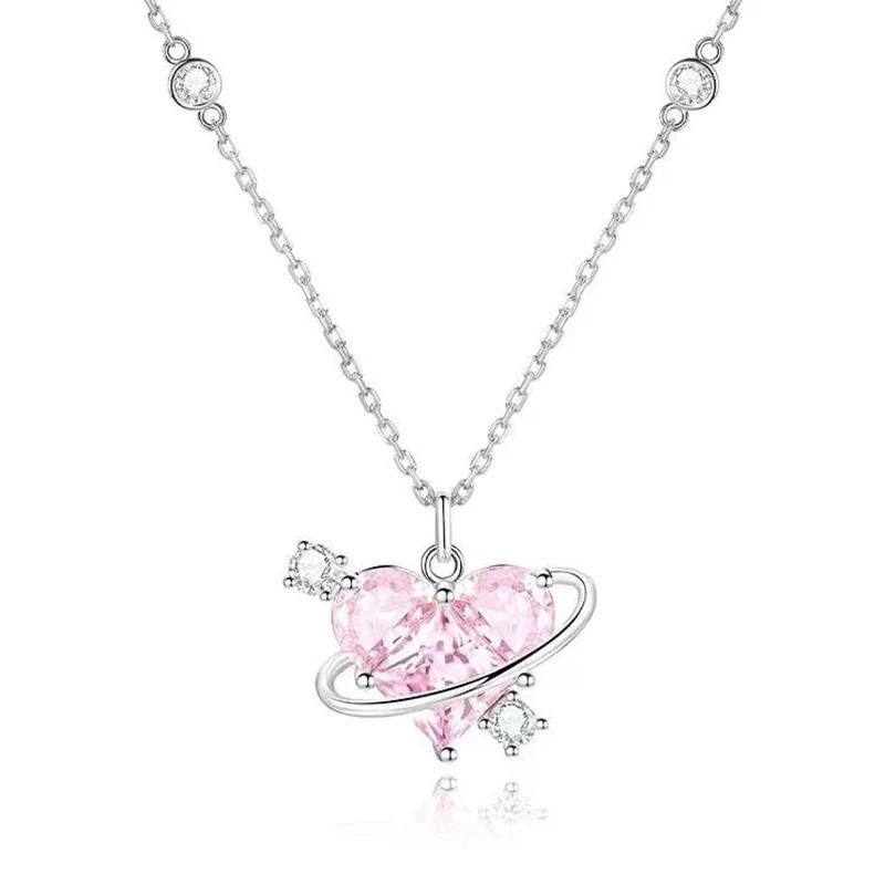 Big Heart Zircon Bracelet for Women Fashion Love Pendant Necklace Classic Wedding Jewelry Aesthetic Female Accessories Gifts