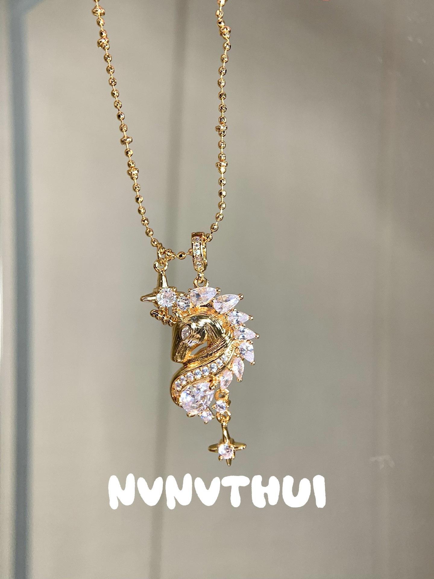 

Jewelry, Precious Halo, Rainbow Pegasus, Gemstone Brooch, Banquet Haute Couture, Dream For Horse Flash Diamond Necklace Set
