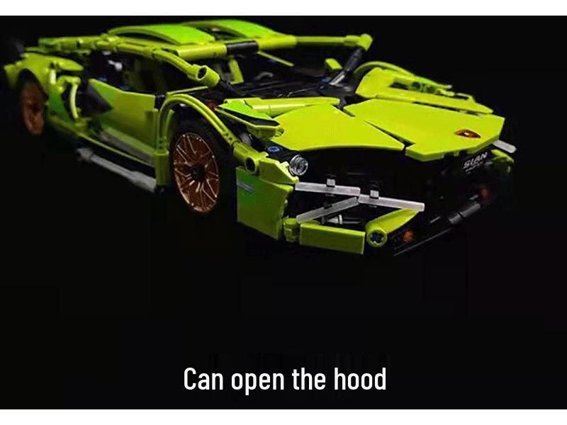 Green Bull 1:14 Remote Control Sports Car - Lego-Compatible Racing Model Building Set