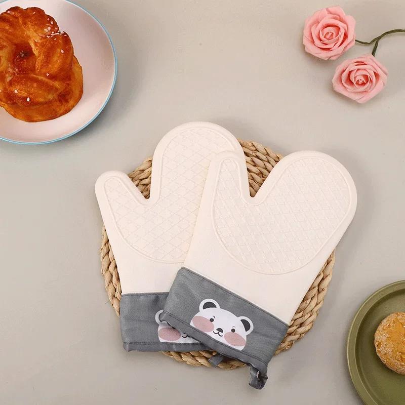 Multifunctional Double-layer Silicone Heat-insulating Gloves, Microwave Oven, Anti-scalding Gloves, Kitchen Silicone Bowl Clamps