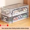 Transparent Folding Shoe Storage Box with Steel Frame and Under-Bed Design