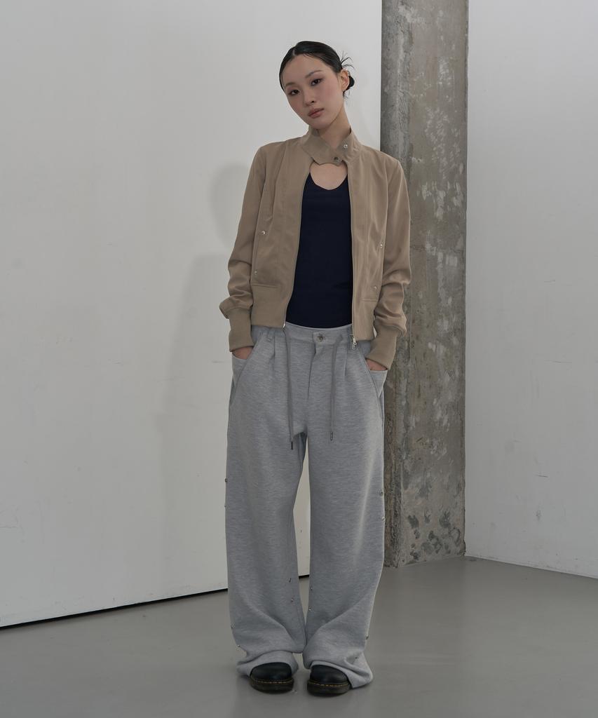 ZIZEMUSEUM Utility Pocket Wide Sweat Pants (Melange Gray)