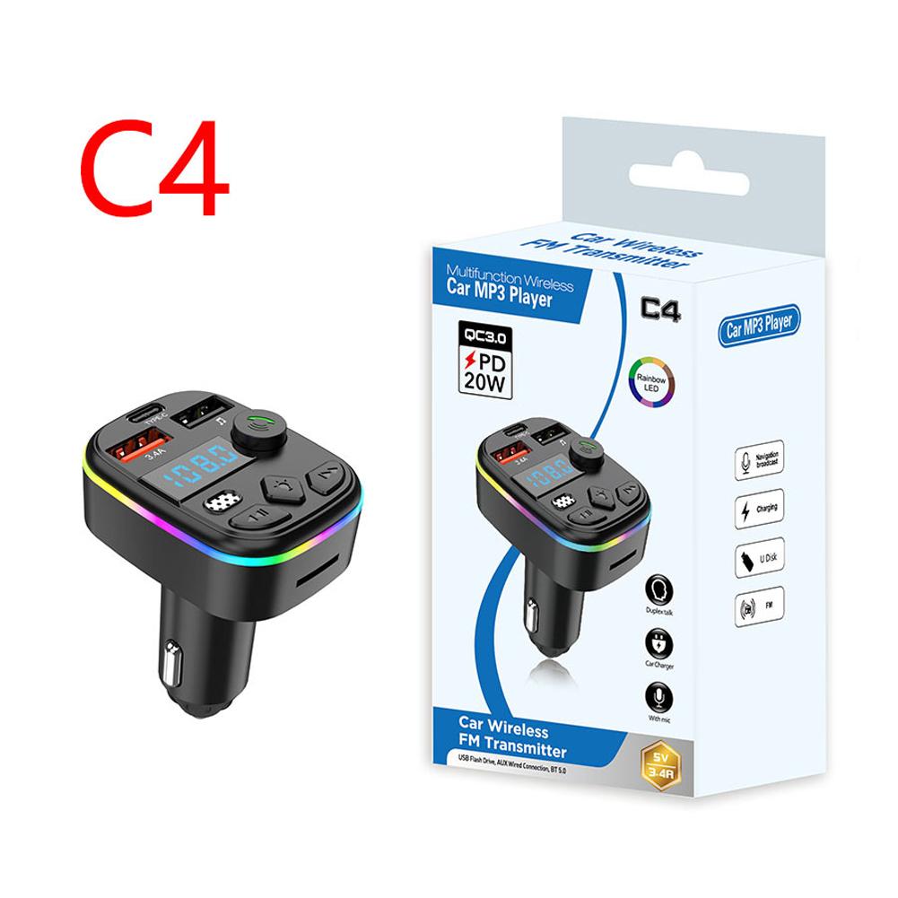 FM Transmitter Bluetooth-Compatible 5.3 Support TF Card U Disk Car Charger Dual USB Type C Car FM Transmitter MP3 Player Adapter