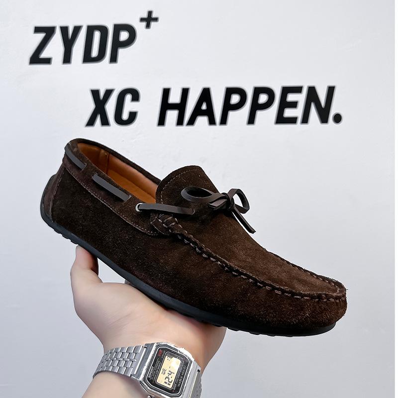 

2025 new Doudou shoes men s shoes lace-up high-end casual one-pedal versatile lazy shoes 44320-A 44 світло-коричневого кольору