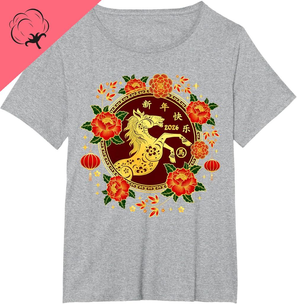 2026 Fire Horse Tshirt Chinese New Year Horse Sweatshirt Unisex Casual Tops Fashion Cotton Shirts Women Unisex Clothes Classic Gift