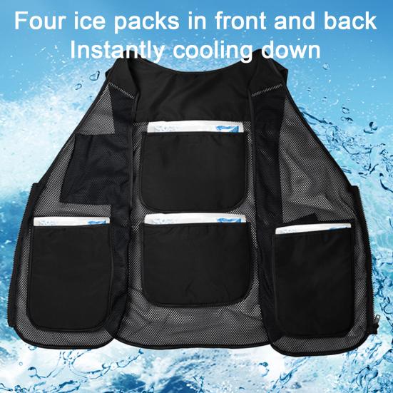 Kühlweste für Herren Damen Verstellbare Atmungsaktive Mesh Eisweste mit 4 Taschen Sommer Kühljacke für Heißes Wetter Outdoor Arbeit Angeln Radfahren