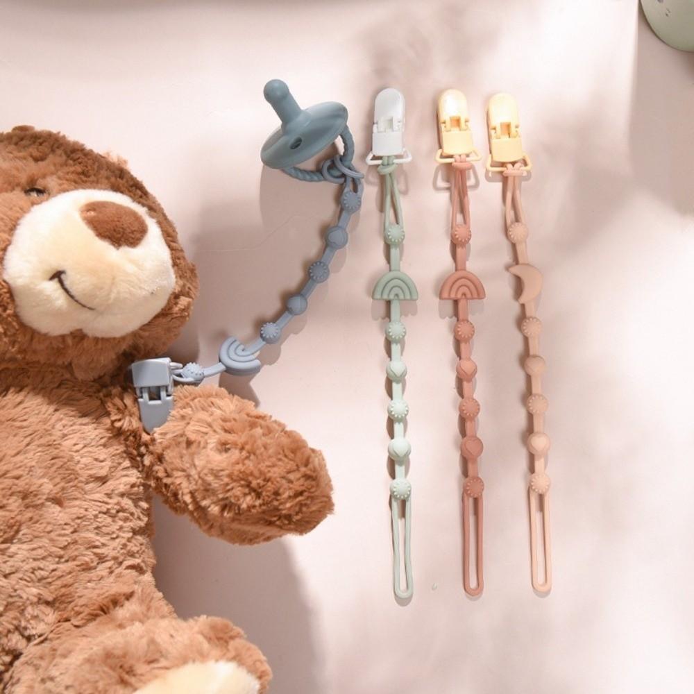 Anti-Lost Baby Pacifier Clip Solid Color Dummy Chain Silicone Pacifier Chain Newborn Infant Baby
