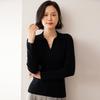 Women's Loose Cashmere Polo Neck Sweater - Autumn/Winter Long Sleeve Knit Pullover