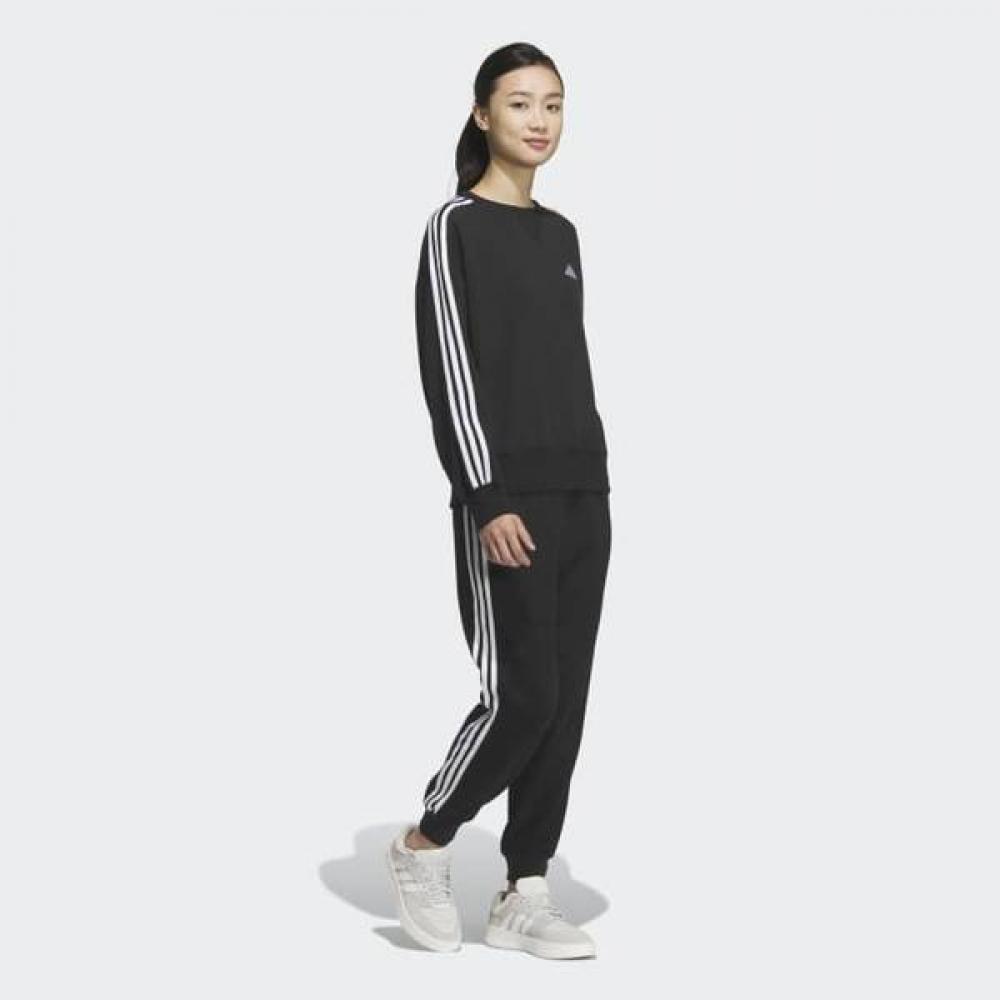 Adidas Women Essential Plus 30 Stripe French Terry Soft Cotton Crew