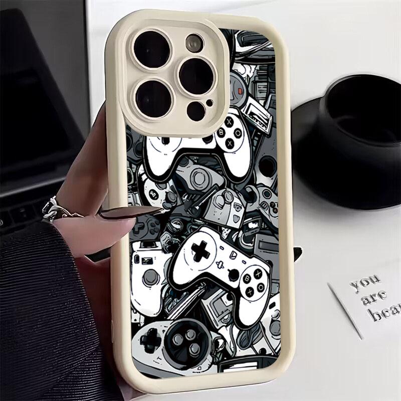 Ins Trendy Game Controller Full Print Shockproof Phone Case for iPhone 17  16 15 14 13 12 11 Pro Max Hard Shell Material Cover