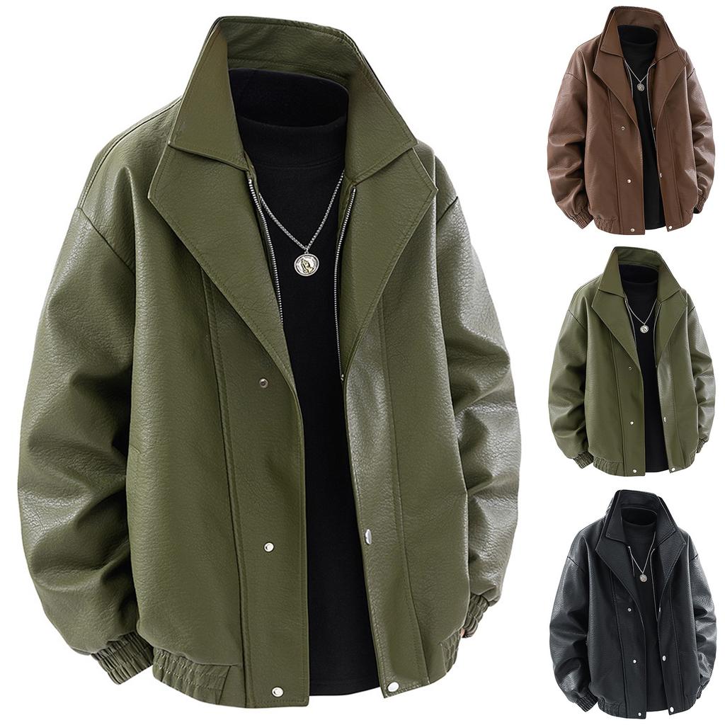 Men's Spring And Fall Stand Collar Long Sleeve Cardigan Jacket Men's Casual Fashion Coat Tops