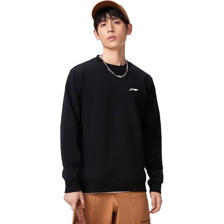Li Ning Sports Lifestyle Series Loose Fit Crew Neck Long Sleeve Sweatshirt Men sweatshirt AWDTA37-1