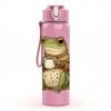 1PC Cute Green Frog 750ml Color Plastic Sports Water Bottle Leakproof Flip Straw Lid Suitable for Sports Office Home Use