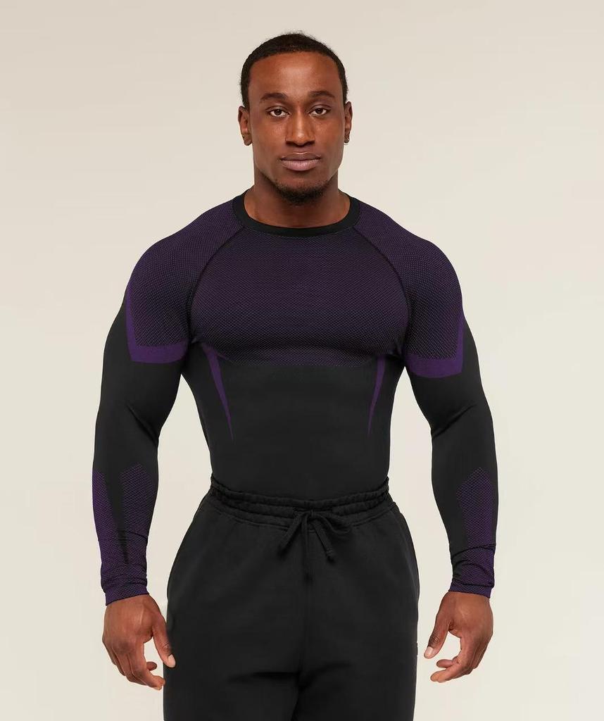 American Style Men's Quick Dry Color Block Long Sleeve Running Base Layer