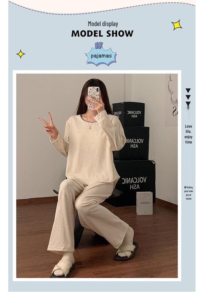 Women's Lamb Cashmere Pajamas with Built-in Bra, Cozy Long Sleeve Set for Fall/Winter