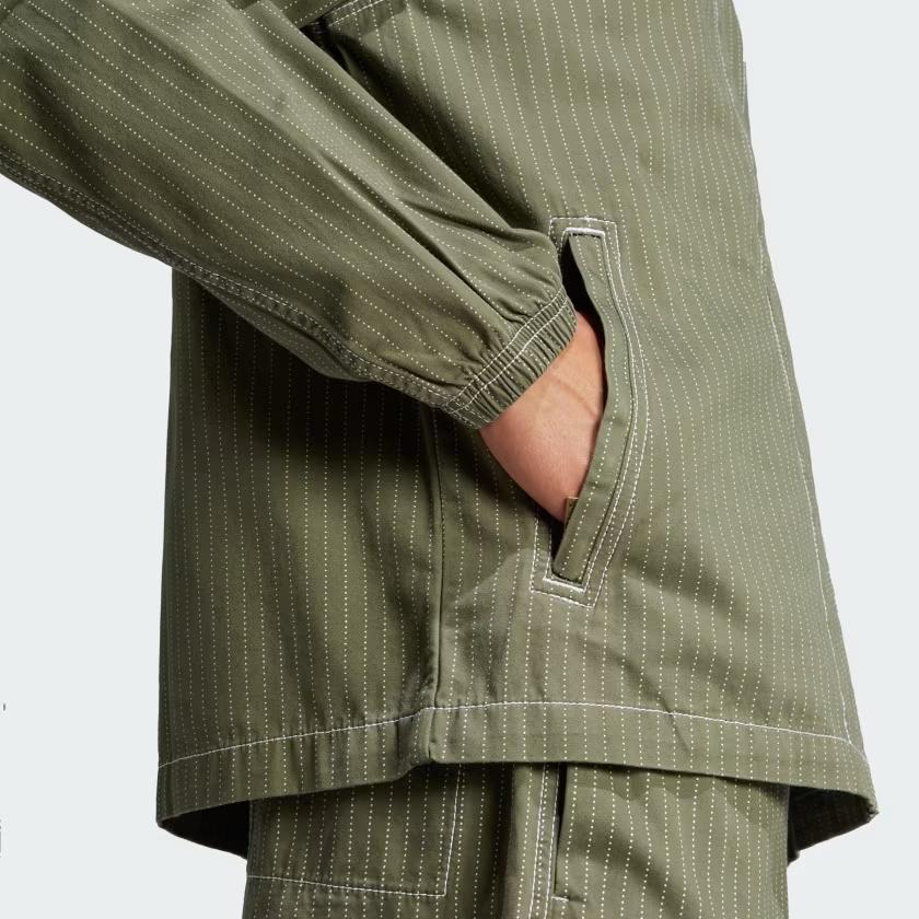 Adidas Originals Logo Stripe Zip Collar Long Sleeve Jacket Men Jacket Green JP4484