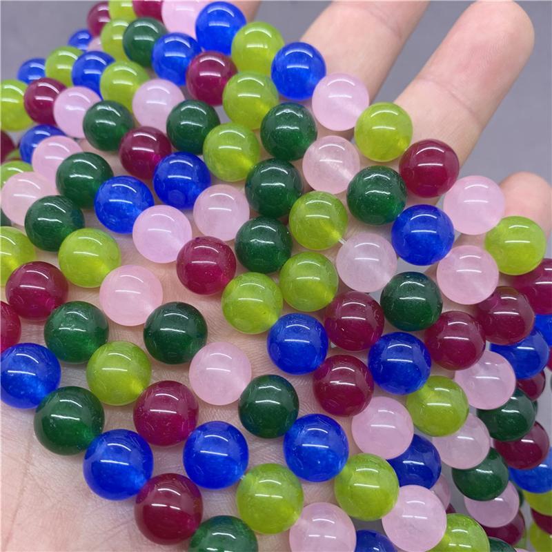 

Натуральный драгоценный камень, семицветные разноцветные круглые бусины из халцедона, 4/6/8/10 мм, свободные бусины разных цветов 8mm-40pcs