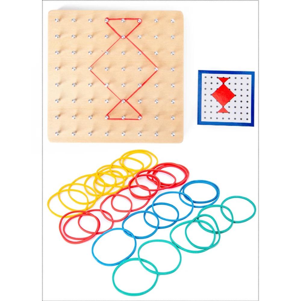 Montessori Baby DIY Puzzle Creative Toy Geometry Graphics Rubber Nail Boards with Cards Math Educational Toys for Children Kids