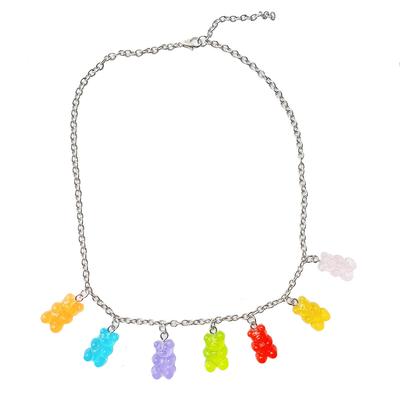 2pack/lot High-end Texture Necklaces Bear-shaped Pendants In Various Colors Sweet Bear Necklaces