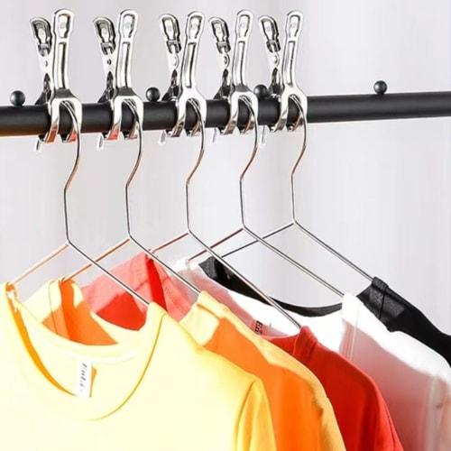 Strong, Large, Stainless Steel Clothespins, Windproof, Rust-Resistant, for Clothes Drying, Pants, and Hangers (8-Pack, 4 Large, 4 Small)