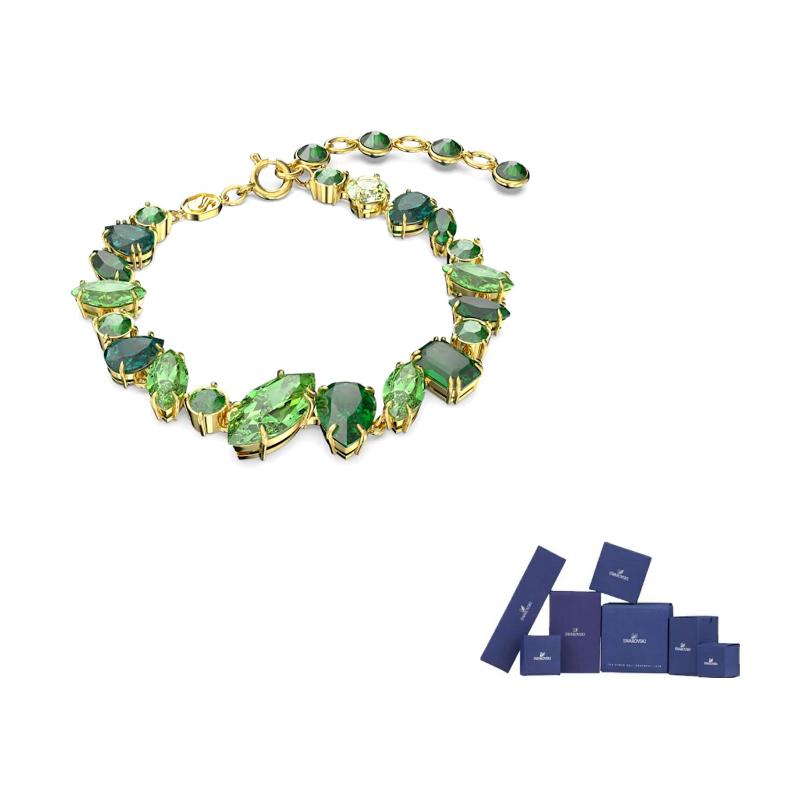 Swarovski Gema Crystal-embellished Bracelet F ( Fits All)-Original brand box зелёный