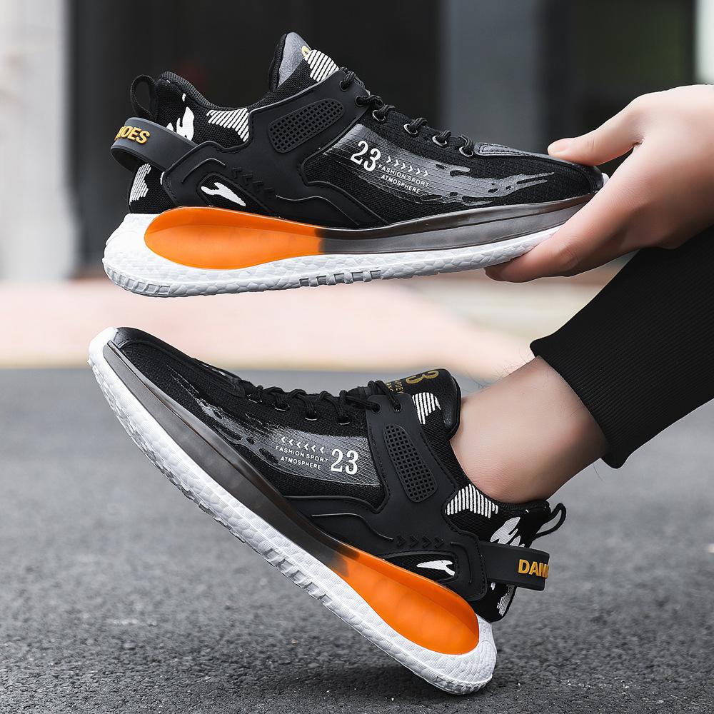 Men's Shoes New Trendy and Fashionable Sports Korean Version Breathable Versatile Running Shoes Mesh Breathable Shoes