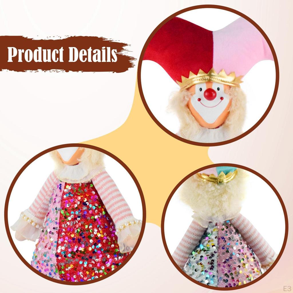 Christmas Clown Doll Decoration Home Decor Xmas Figure Figurine Holiday Ornament for