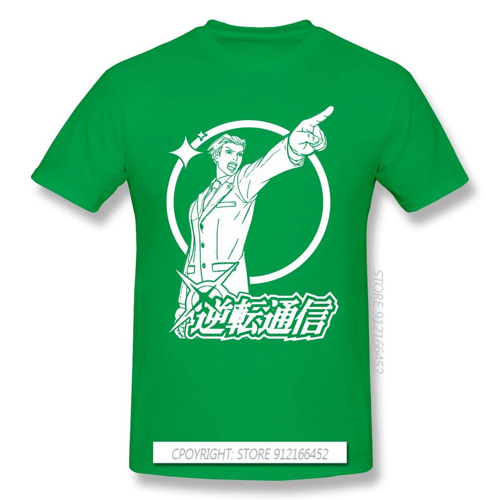 High Quality Men Clothes O-Neck 100% Cotton Cool  T-Shirts Phoenix Wright Ace Attorney Miles Fey Games Sleeve Short