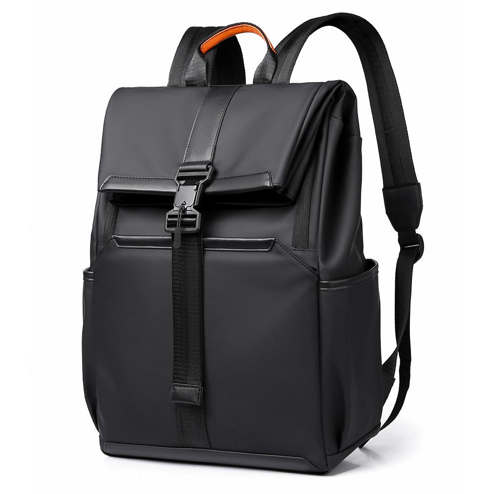 Men's Backpack with A High-end Feel, Large-capacity Rolled-edge Expansion Backpack, Casual Travel Computer Backpack