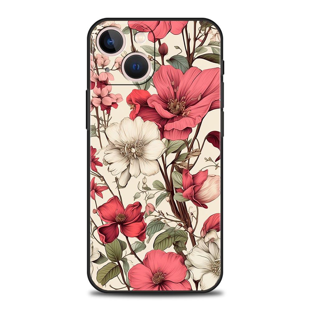 Oil Painting Flowers Pattern Design Phone Case Cover for iPhone 17 16 15 14 13 12 11 Pro Max 17 Air Plus Shockproof Soft TPU Bag