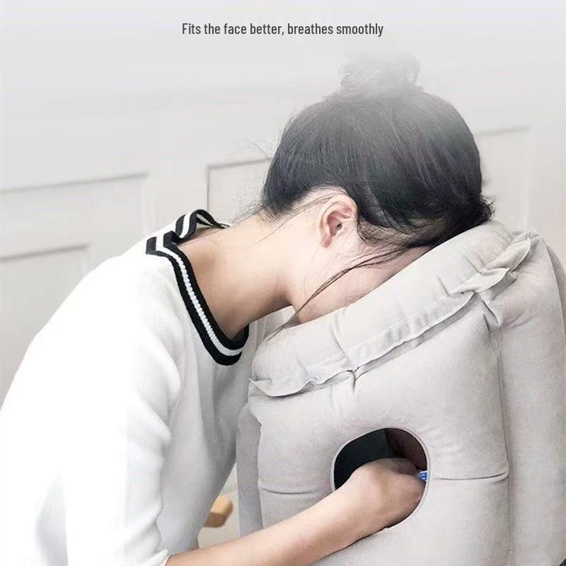 Inflatable Face-Down Travel Nap Pillow for Trains and Office